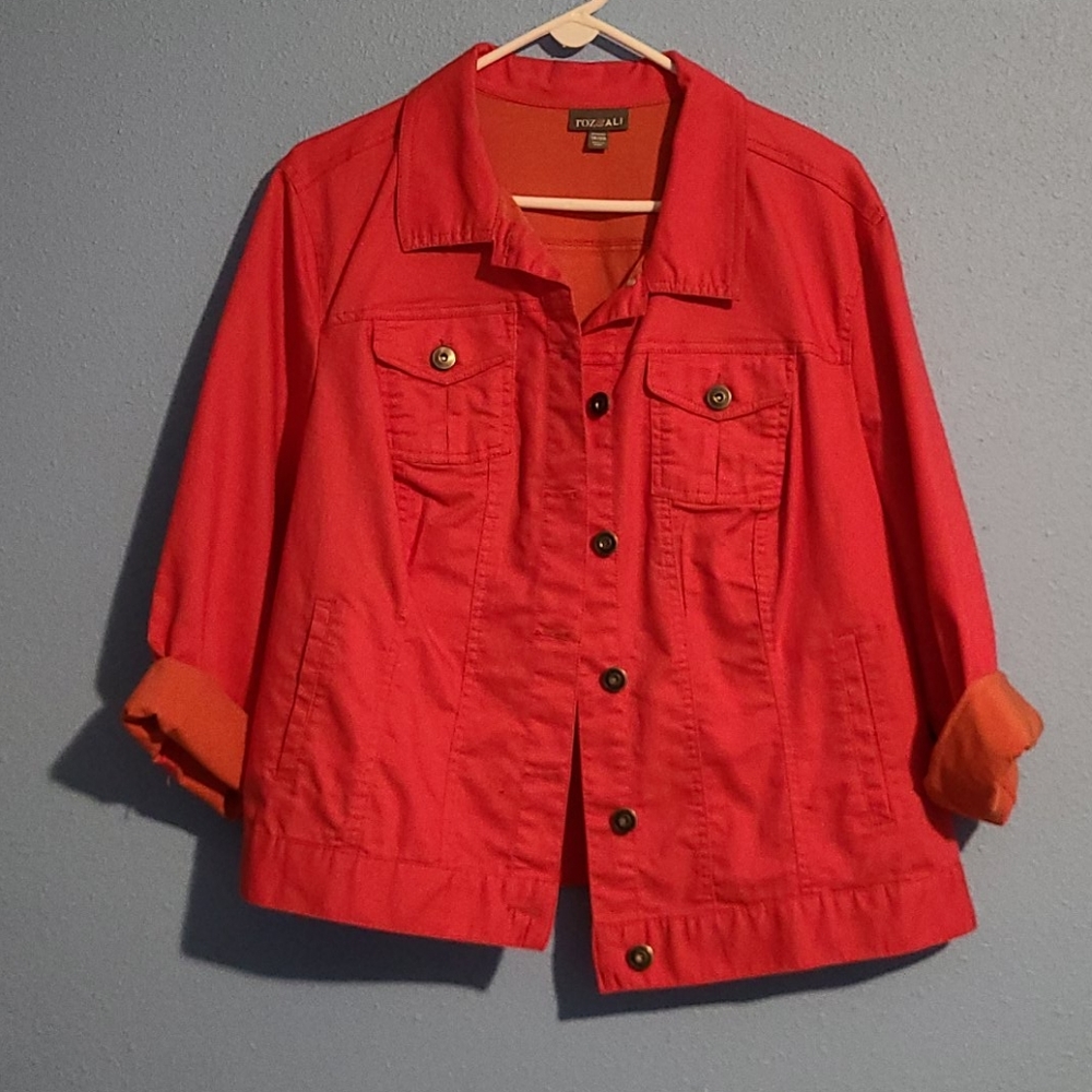 Coral canvas jacket